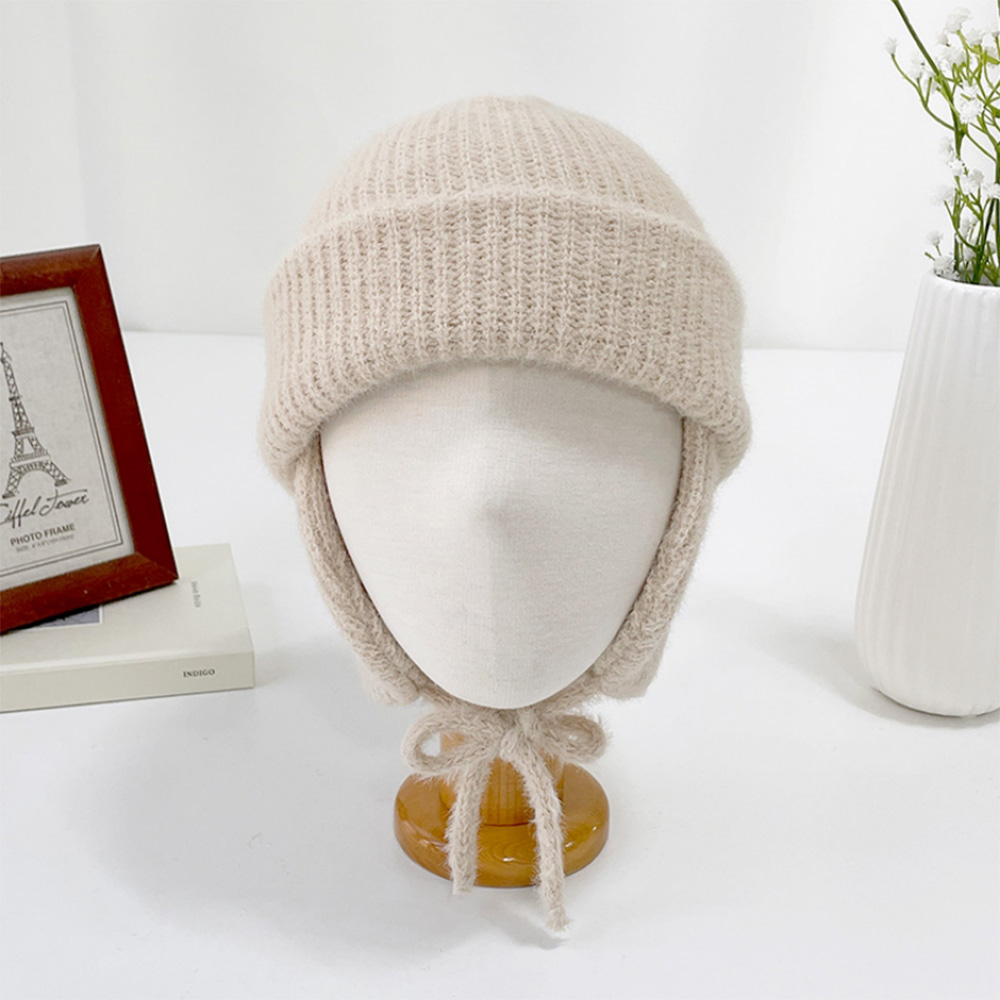 여자 겨울비니 뽀송 보닛 니트귀마개 모자