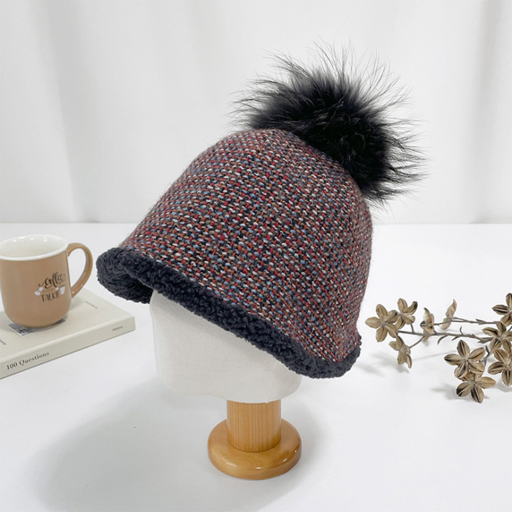 여자 겨울골프 트위드 따뜻한 덤블 모자