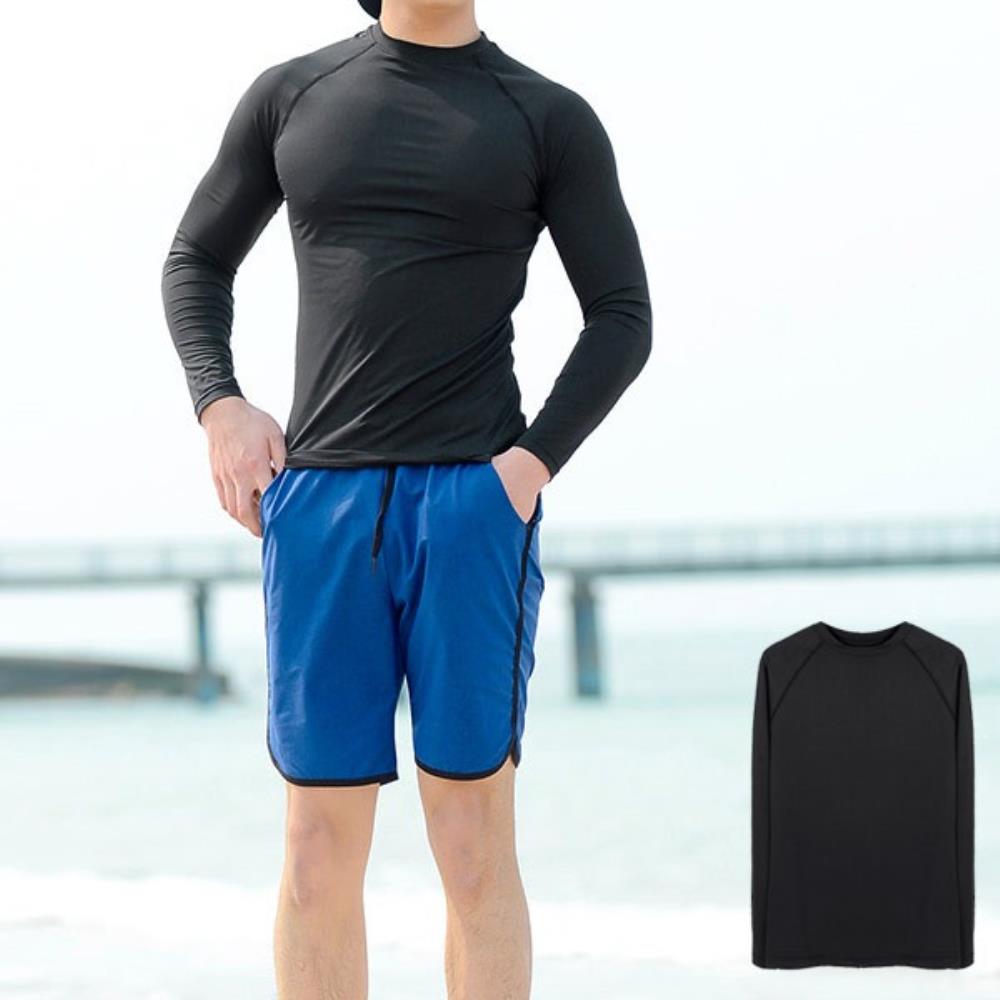 남자 여름 래쉬가드 비치웨어 블랙 티셔츠