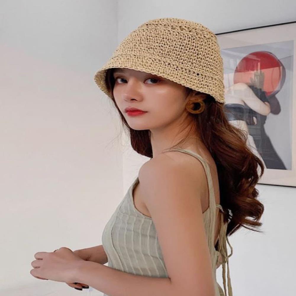 여자 봄 여름 휴양지 동남아 라탄 모자