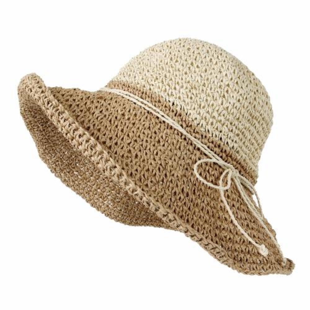 여자 여름 투톤 왕골 크로쉐 밀짚 모자